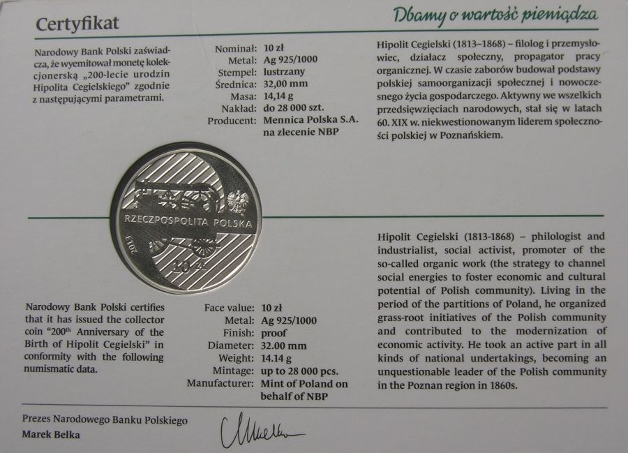 10 złotych - 200-lecie urodzin Hipolita Cegielskiego