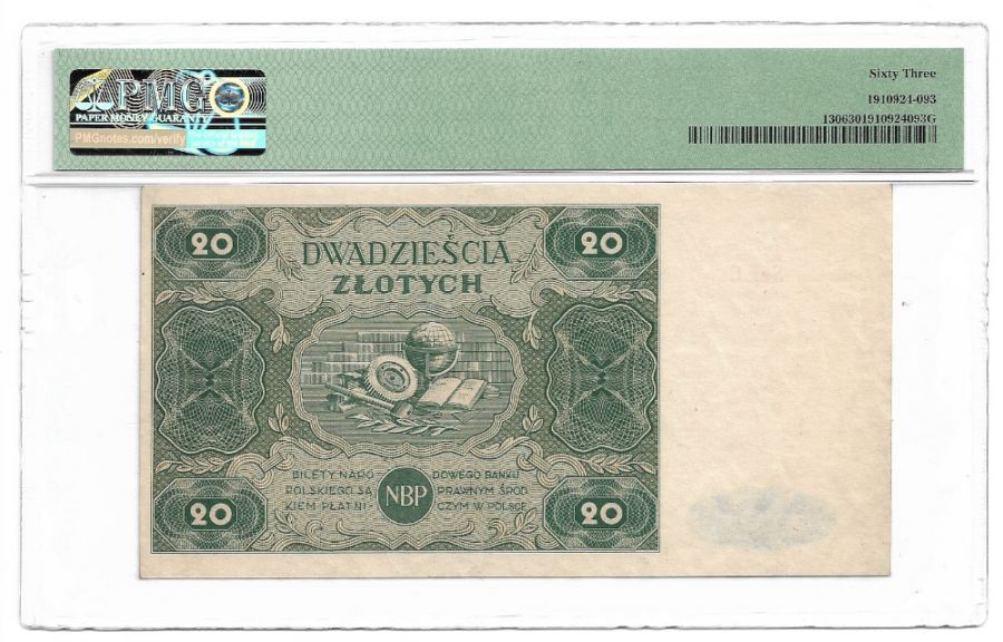 20 złotych 1947 r. - Seria C - Grading PMG 63