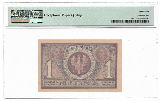 1 marka polska 1919 r. - Seria IAR - Grading PMG 64 EPQ
