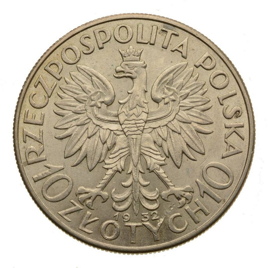 10 złotych 1932 r. - Głowa Kobiety b.z.