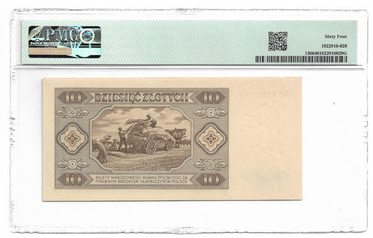 10 złotych 1948 r. - Seria AW - Grading PMG 64 (K61)