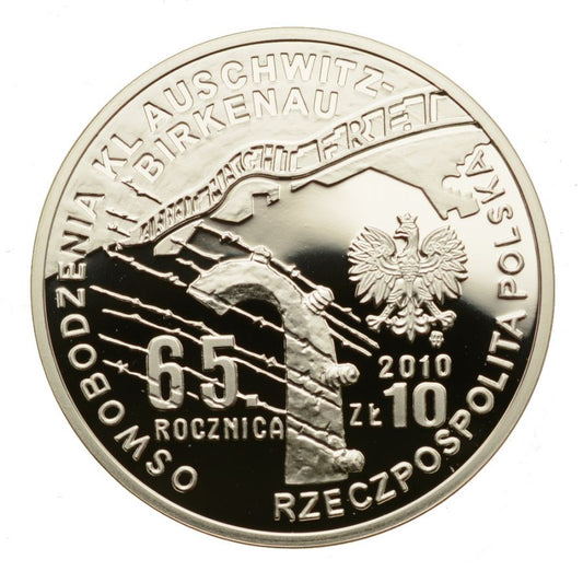 10 złotych - 65. rocznica oswobodzenia KL Auschwitz-Birkenau