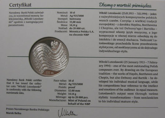10 złotych - Witold Lutosławski