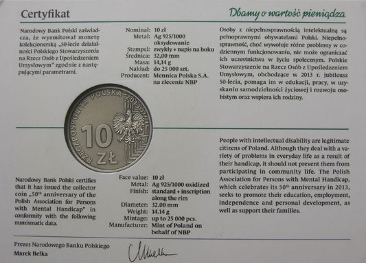 10 złotych - Włączeni w życie - Upośledzeni umysłowo