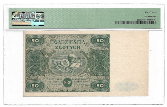 20 złotych 1947 r. - Seria C - Grading PMG 63