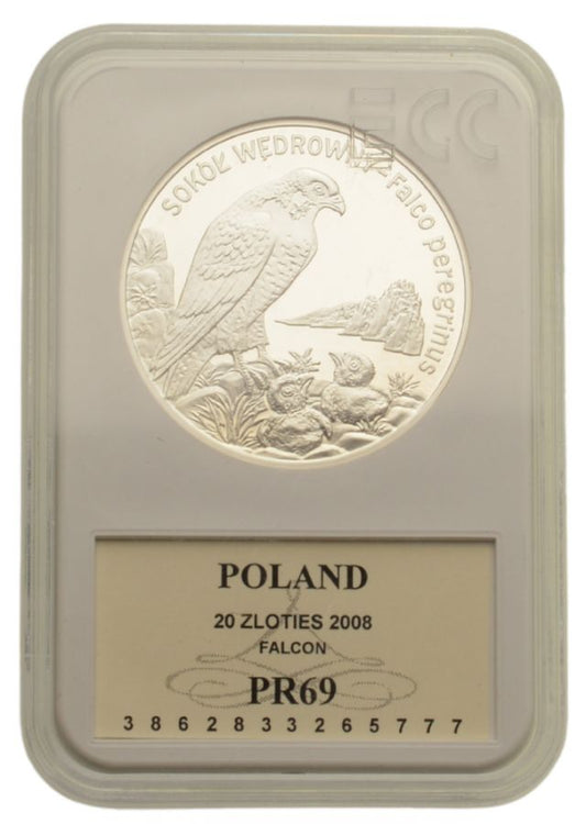 20 złotych - Zwierzęta świata - Sokół Wędrowny - Grading GCN PR69