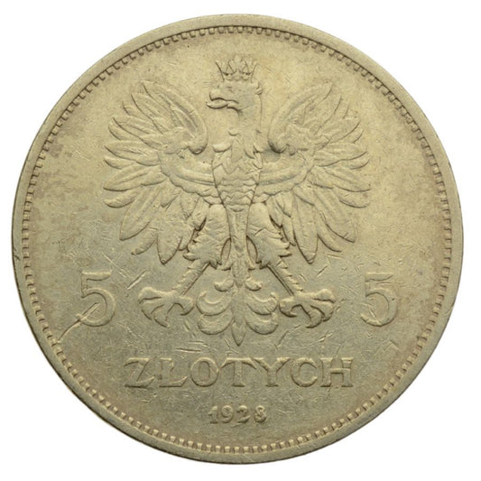 5 złotych 1928 r. - NIKE (bez znaku mennicy) (K62)