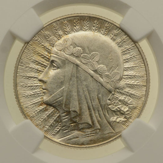 5 złotych 1933 r. - Głowa Kobiety - Grading NGC MS60 (K05)