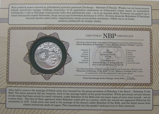 5 złotych - Historia Monety Polskiej - denar Bolesława Śmiałego