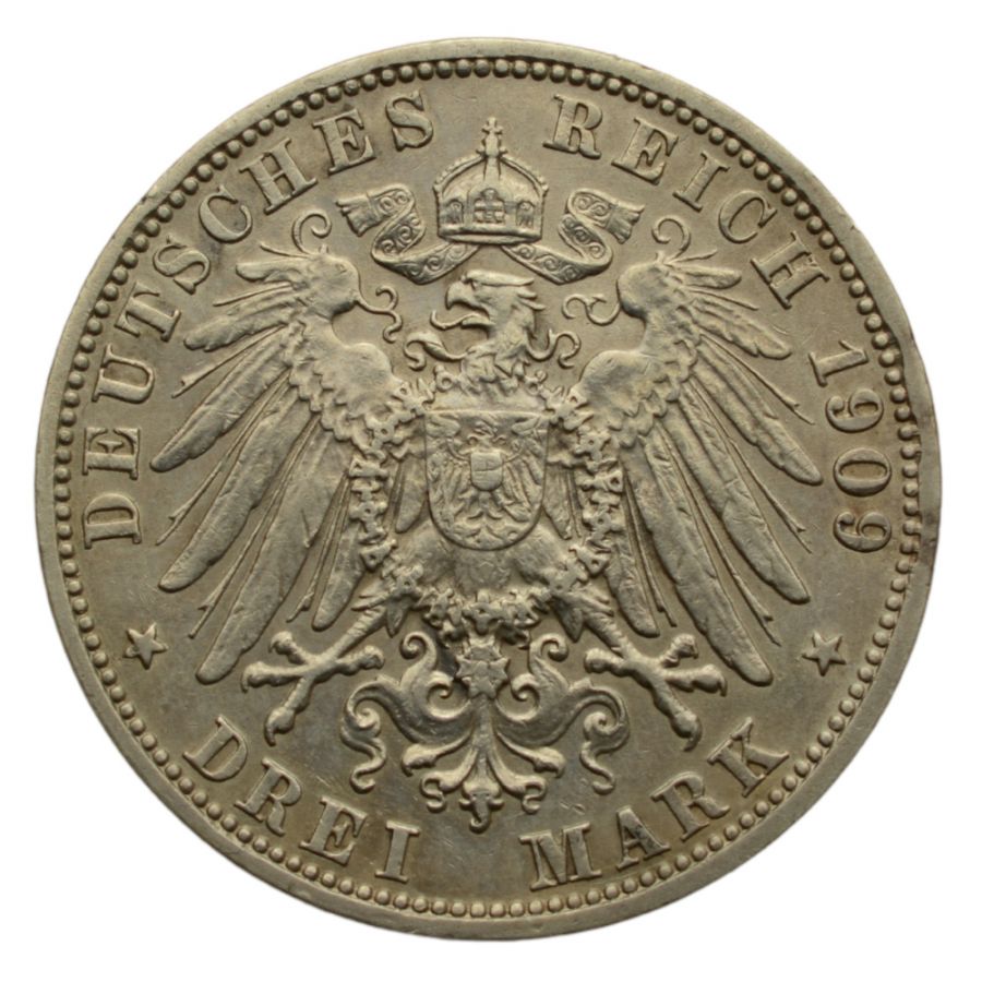Niemcy - Badenia - 3 Marki 1909 G - Fryderyk II