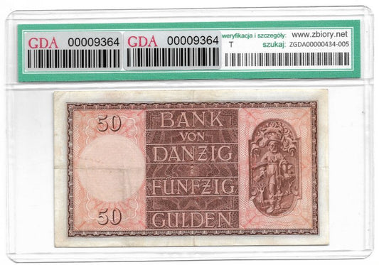 Wolne Miasto Gdańsk - 50 Guldenów 1937 r. - Seria H (K42)
